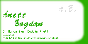 anett bogdan business card